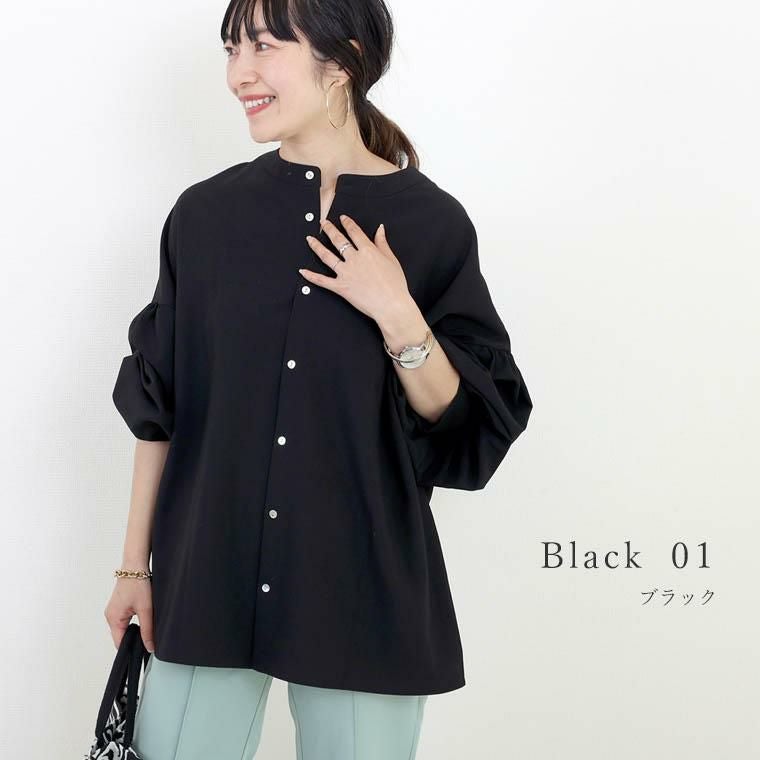 後ろボタン袖シャーリングブラウス|FUNNY COMPANY+