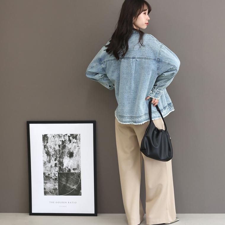 バンドカラーデニムジャケット 【メール便不可】アウター ジャケット