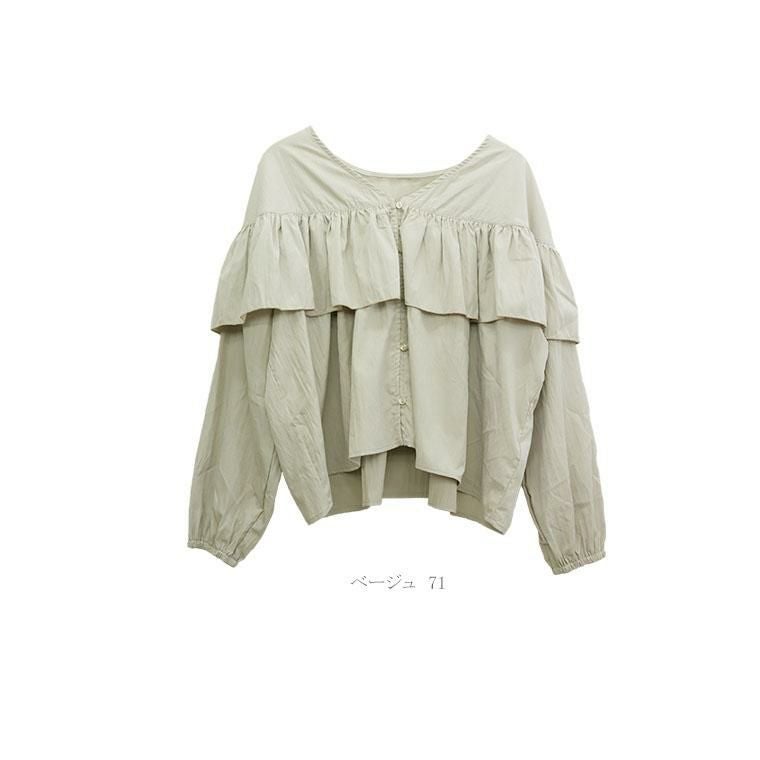 シワ加工フリル2WAY前開きブラウス|FUNNY COMPANY+