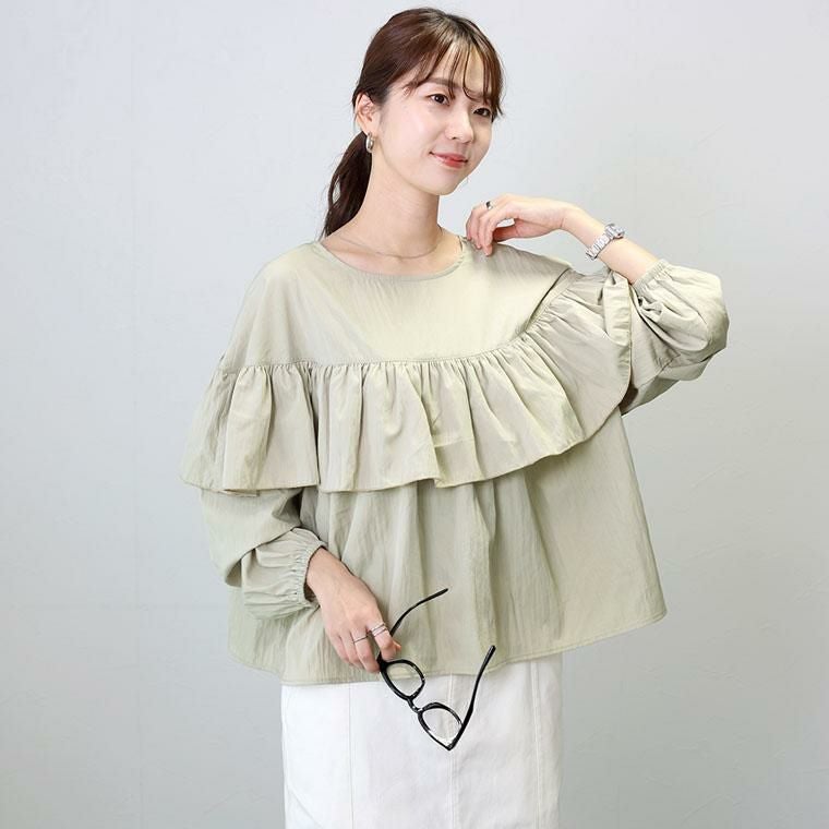 シワ加工フリル2WAY前開きブラウス|FUNNY COMPANY+