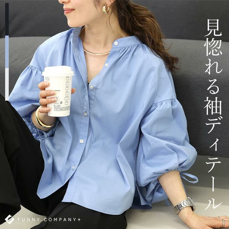 FACETASM リボン シャツ ブラウス セール】〈手洗い可能〉デニム ライク リボン タイ ブラウス（シャツ