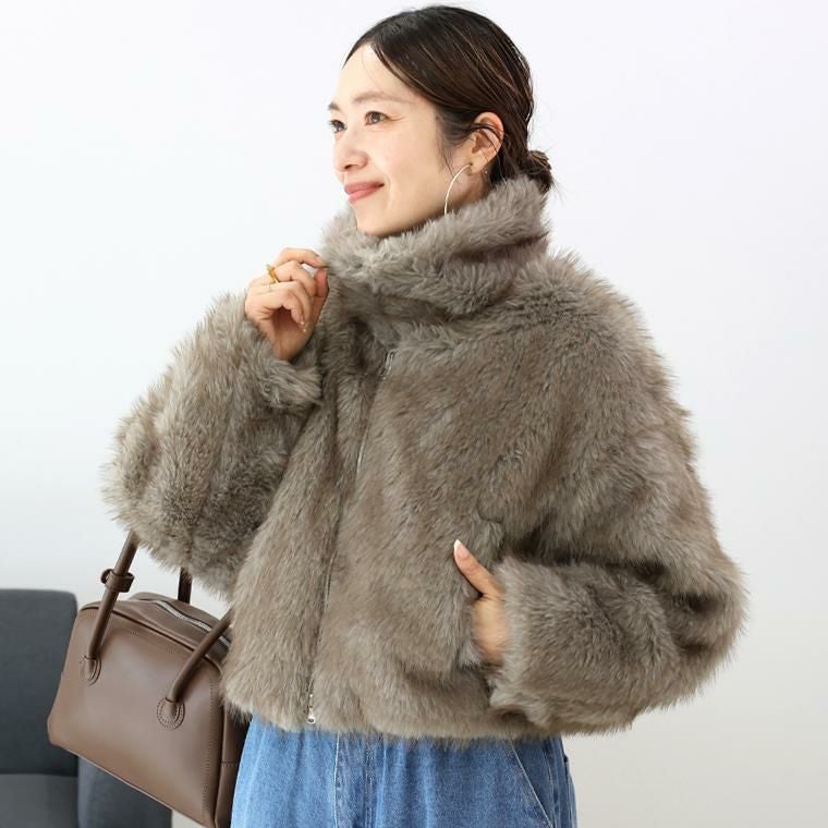 クリアランスセール☆ミックスファーダブルジップコート 【メール便